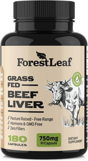 FOREST LEAF - ForestLeaf Grass Fed Beef Liver 750Mg. 180 Capsulas - The Red Vitamin MX - Suplementos Alimenticios - {{ shop.shopifyCountryName }}