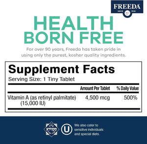 FREEDA - Freeda Kosher Vitamin A Palmitate 15,000 IU 250 Tabletas - The Red Vitamin MX - Suplementos Alimenticios - {{ shop.shopifyCountryName }}