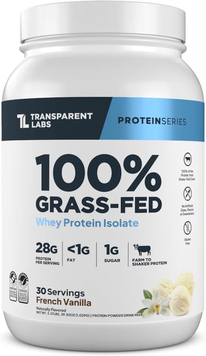 Transparent Labs Grass-Fed Whey Protein Isolate 30 Servicios 2.3Lb.
