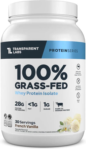 Transparent Labs Grass-Fed Whey Protein Isolate 30 Servicios 2.3Lb.