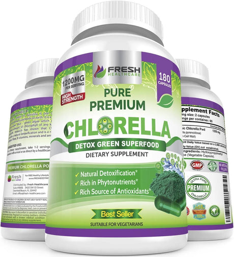 FRESH HEALTHCARE - Fresh Healthcare Premium Chlorella Supplement 1200Mg. 180 Capsulas - The Red Vitamin MX - Suplementos Alimenticios - {{ shop.shopifyCountryName }}