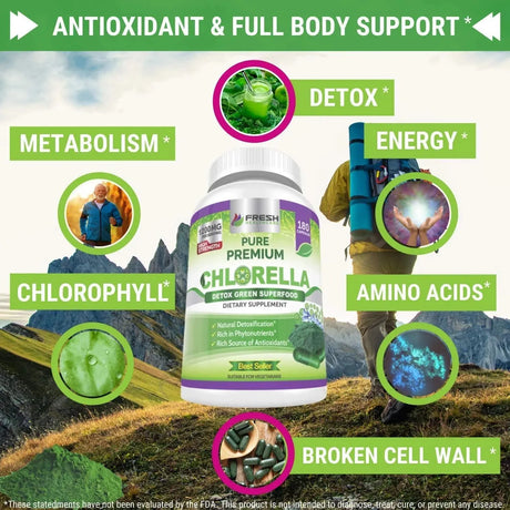 FRESH HEALTHCARE - Fresh Healthcare Premium Chlorella Supplement 1200Mg. 180 Capsulas - The Red Vitamin MX - Suplementos Alimenticios - {{ shop.shopifyCountryName }}