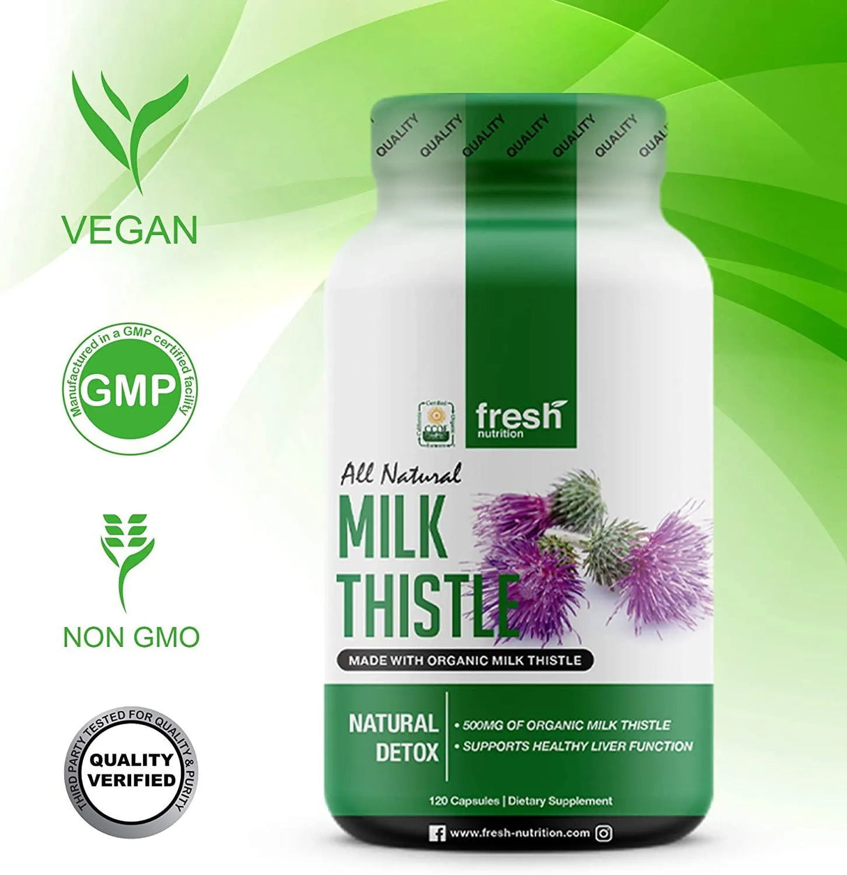 FRESH NUTRITION - Fresh Nutrition Milk Thistle Organic 2000Mg. 120 Capsulas - The Red Vitamin MX - Suplementos Alimenticios - {{ shop.shopifyCountryName }}