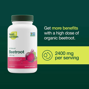 FRESH NUTRITION - Fresh Nutrition Organic Beet Root 2400Mg. 90 Capsulas - The Red Vitamin MX - Suplementos Alimenticios - {{ shop.shopifyCountryName }}