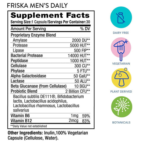 FRISKA - FRISKA Men’s Daily Digestive Enzyme 30 Capsulas - The Red Vitamin MX - Suplementos Alimenticios - {{ shop.shopifyCountryName }}