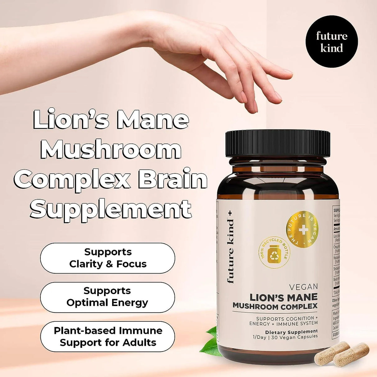 FUTURE KIND - Future Kind Vegan Lion's Mane Mushroom Complex 30 Capsulas - The Red Vitamin MX - Suplementos Alimenticios - {{ shop.shopifyCountryName }}