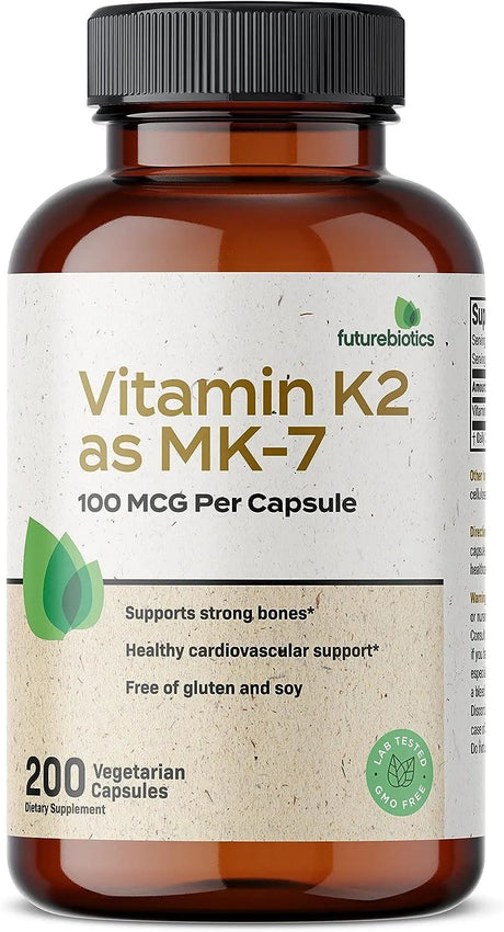 FUTUREBIOTICS - Futurebiotics Vitamin K2 as MK-7 100mcg 200 Capsulas - The Red Vitamin MX - Suplementos Alimenticios - {{ shop.shopifyCountryName }}