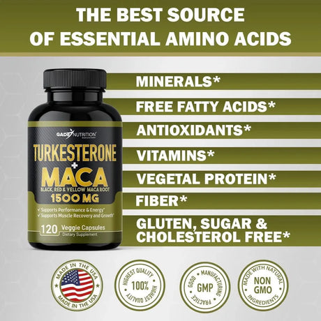GADE NUTRITION - Gade Nutrition Turkesterone 1500Mg. Maca Root Powder 120 Capsulas - The Red Vitamin MX - Suplementos Alimenticios - {{ shop.shopifyCountryName }}