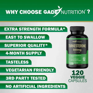 GADE NUTRITION - Gade Nutrition Turkesterone Supplement 500Mg. 120 Capsulas - The Red Vitamin MX - Suplementos Alimenticios - {{ shop.shopifyCountryName }}