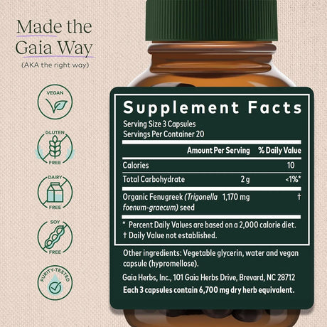 GAIA HERBS - Gaia Herbs Fenugreek Seed 60 Capsulas - The Red Vitamin MX - Suplementos Alimenticios - {{ shop.shopifyCountryName }}