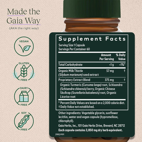 GAIA HERBS - Gaia Herbs Liver Health with Milk Thistle 60 Capsulas - The Red Vitamin MX - Suplementos Alimenticios - {{ shop.shopifyCountryName }}