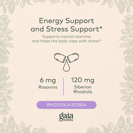 GAIA HERBS - Gaia Herbs Rhodiola Rosea 60 Capsulas - The Red Vitamin MX - Suplementos Alimenticios - {{ shop.shopifyCountryName }}