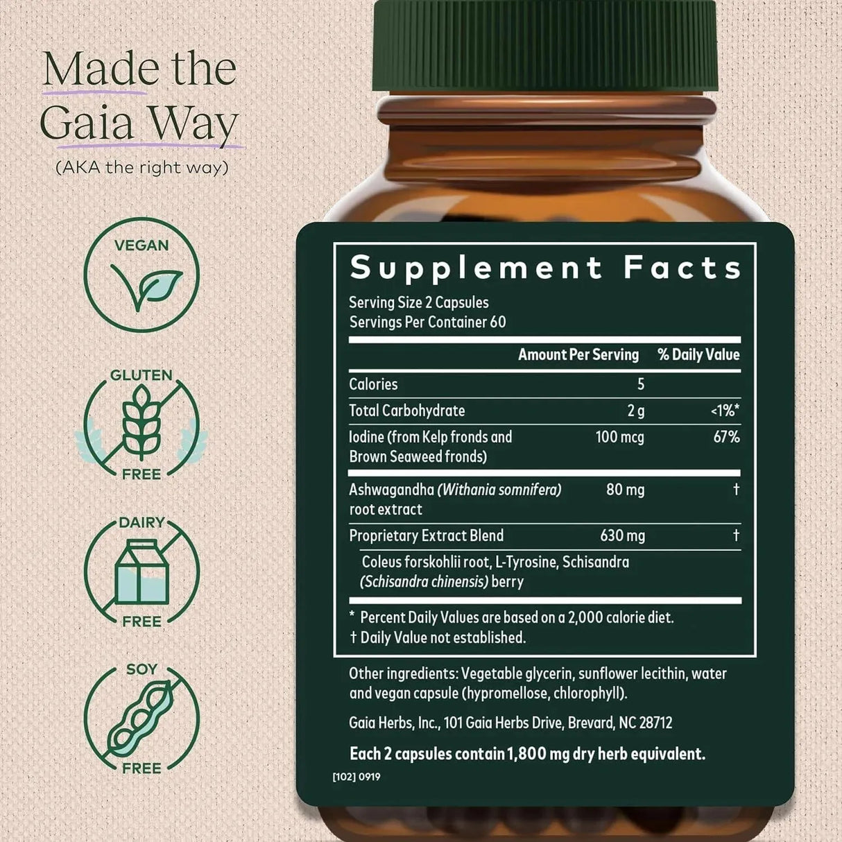 GAIA HERBS - Gaia Herbs Thyroid Support 120 Capsulas - The Red Vitamin MX - Suplementos Alimenticios - {{ shop.shopifyCountryName }}