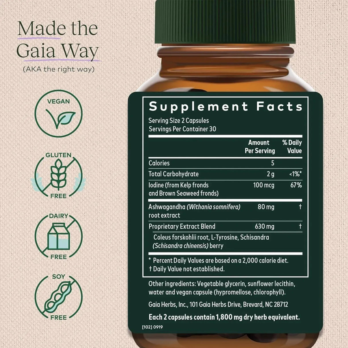 GAIA HERBS - Gaia Herbs Thyroid Support 60 Capsulas - The Red Vitamin MX - Suplementos Alimenticios - {{ shop.shopifyCountryName }}