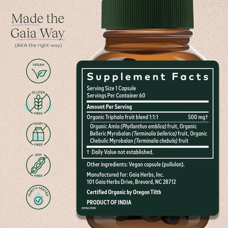 GAIA HERBS - Gaia Herbs Triphala Fruit Supports Digestive Health 60 Capsulas - The Red Vitamin MX - Suplementos Alimenticios - {{ shop.shopifyCountryName }}