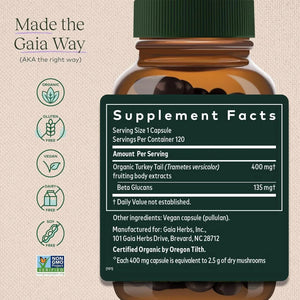 GAIA HERBS - Gaia Herbs Turkey Tail Mushroom 120 Capsulas - The Red Vitamin MX - Suplementos Alimenticios - {{ shop.shopifyCountryName }}