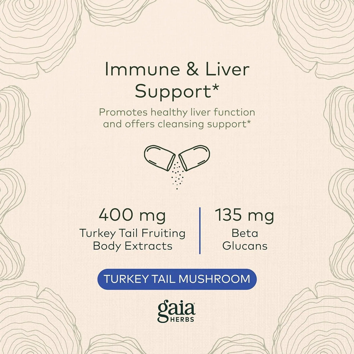 GAIA HERBS - Gaia Herbs Turkey Tail Mushroom 40 Capsulas - The Red Vitamin MX - Suplementos Alimenticios - {{ shop.shopifyCountryName }}