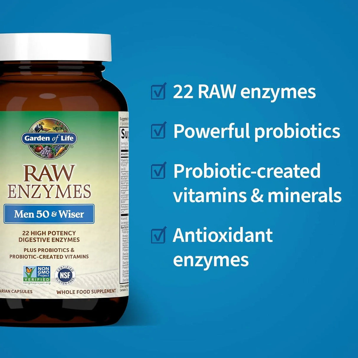 GARDEN OF LIFE - Garden of Life 22 Digestive Enzymes for Men 50 & Over 90 Capsulas - The Red Vitamin MX - Suplementos Alimenticios - {{ shop.shopifyCountryName }}