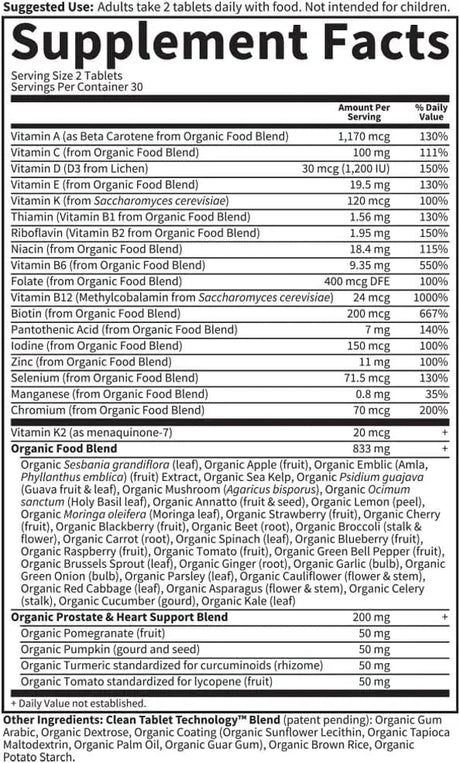 GARDEN OF LIFE - Garden of Life Whole Food Multivitamin for Men 40+ 60 Tabletas - The Red Vitamin MX - Suplementos Alimenticios - {{ shop.shopifyCountryName }}