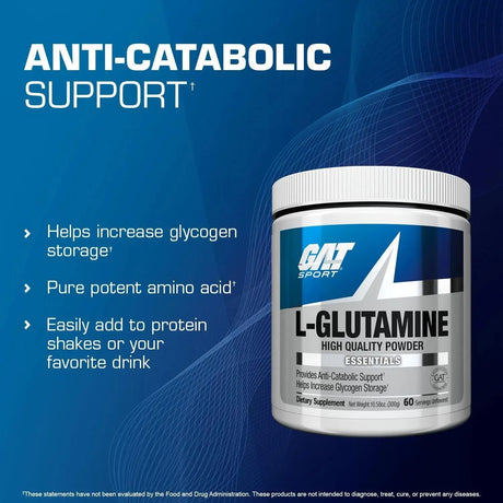 GAT SPORT - GAT Sport L-Glutamine Unflavored 60 Servicios 300Gr. - The Red Vitamin MX - Suplementos Alimenticios - {{ shop.shopifyCountryName }}
