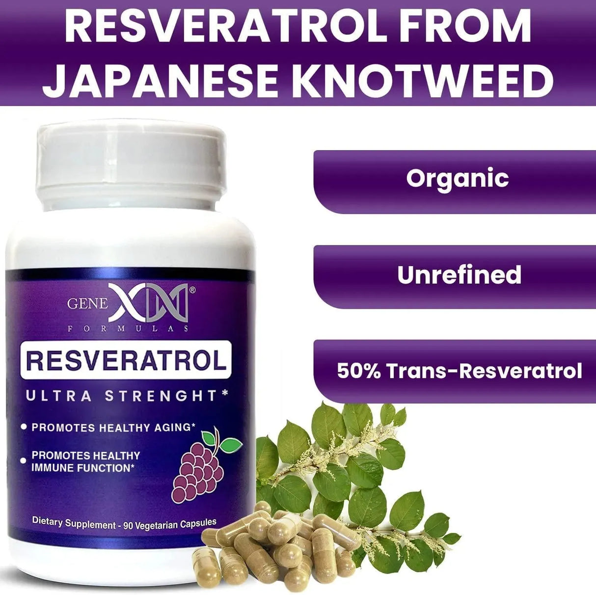 GENEX FORMULAS - GENEX Resveratrol Supplement Japanese Knotweed 1500Mg. 90 Capsulas - The Red Vitamin MX - Suplementos Alimenticios - {{ shop.shopifyCountryName }}