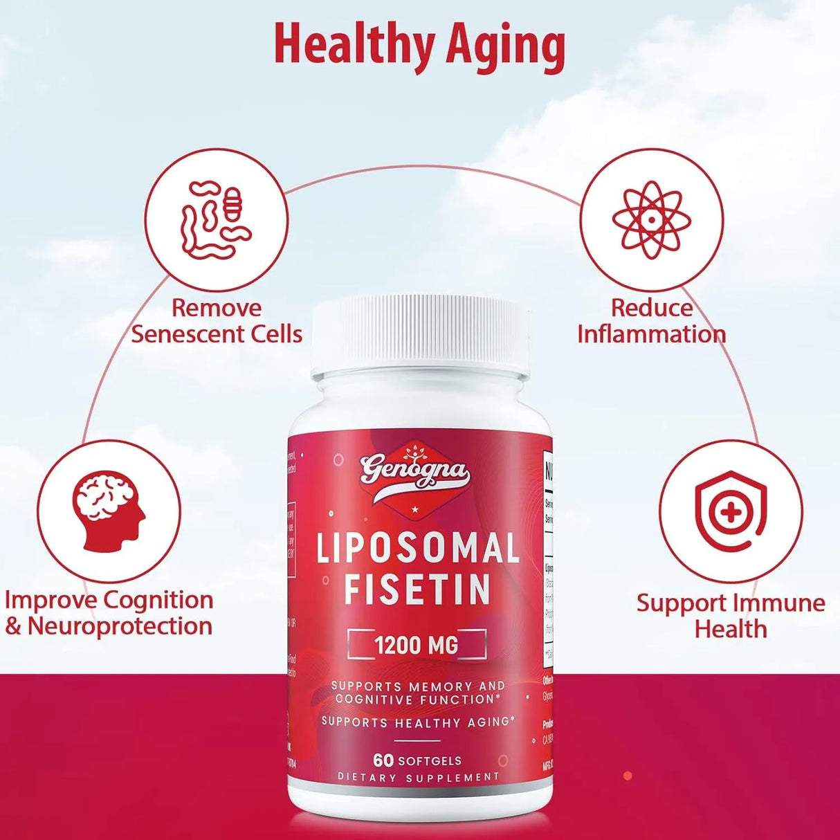 GENOGNA - Genogna Liposomal Fisetin 1200Mg. 60 Capsulas 2 Pack - The Red Vitamin MX - Suplementos Alimenticios - {{ shop.shopifyCountryName }}