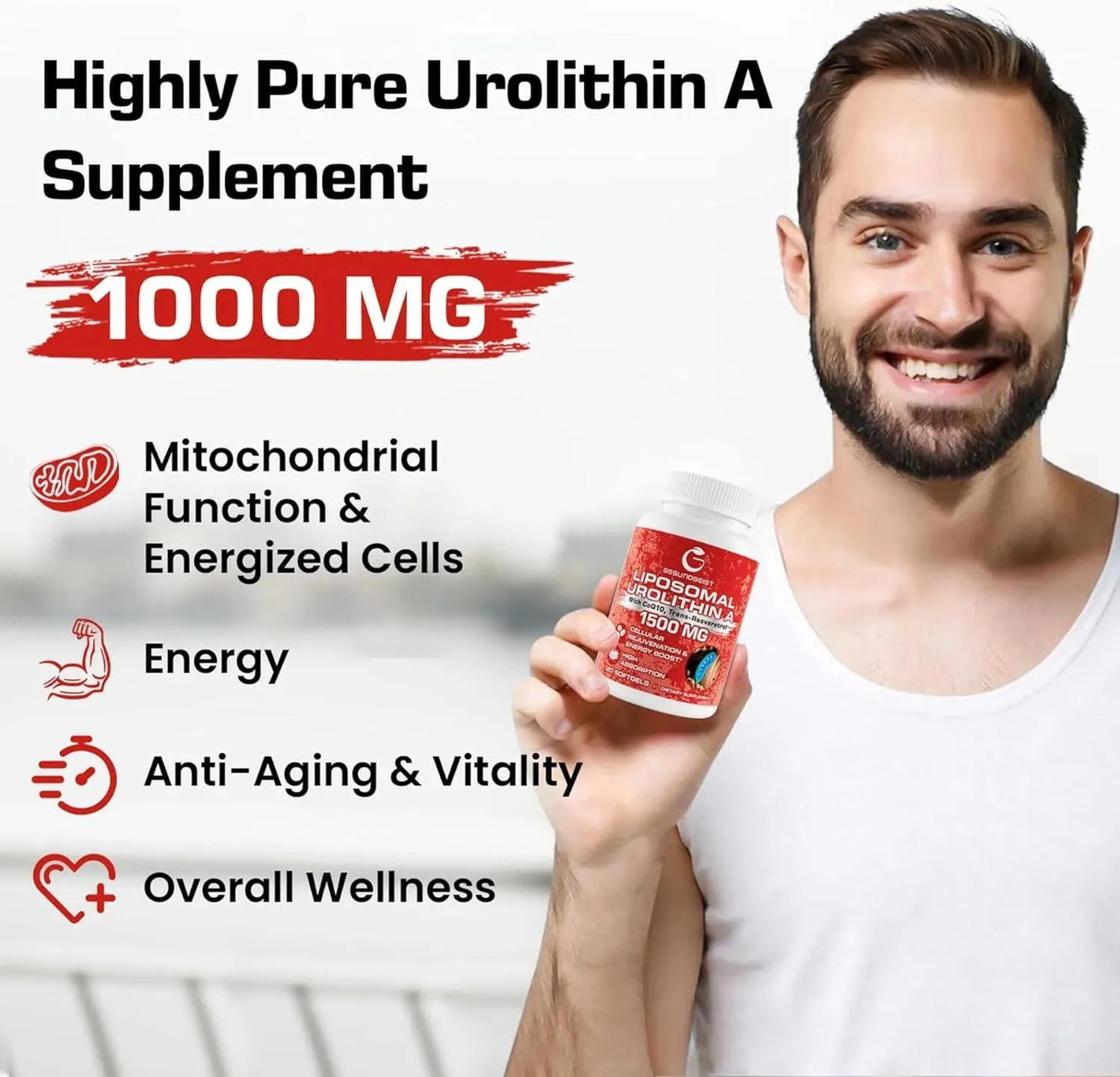 GESUNDGEIST - Gesundgeist Liposomal Urolithin A 1500Mg. 120 Capsulas Blandas 2 Pack - The Red Vitamin MX - Suplementos Alimenticios - {{ shop.shopifyCountryName }}