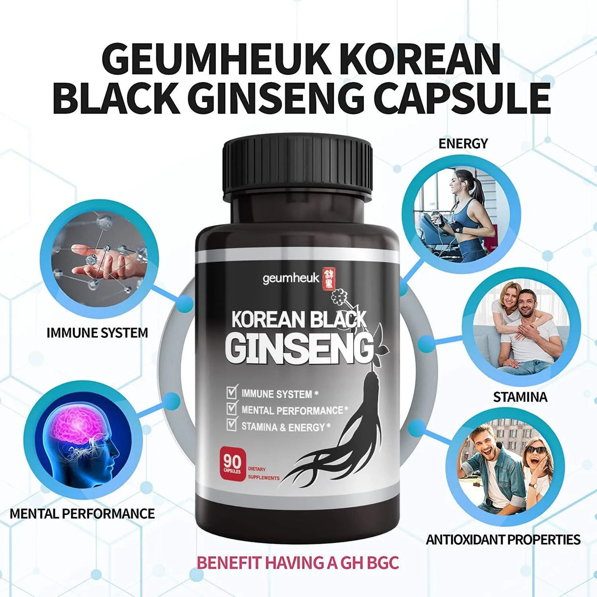 GEUMHEUK - GeumHeuk Korean Black Panax Ginseng 1000Mg. 90 Capsulas - The Red Vitamin MX - Suplementos Alimenticios - {{ shop.shopifyCountryName }}