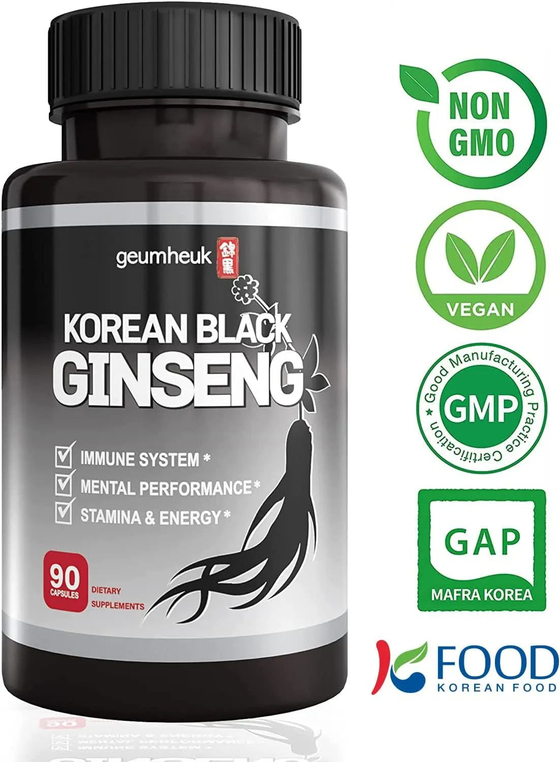 GEUMHEUK - GeumHeuk Korean Black Panax Ginseng 1000Mg. 90 Capsulas - The Red Vitamin MX - Suplementos Alimenticios - {{ shop.shopifyCountryName }}