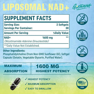 GIORANA - GIORANA 1600Mg. Liposomal NAD+ Supplement 60 Capsulas Blandas - The Red Vitamin MX - Suplementos Alimenticios - {{ shop.shopifyCountryName }}