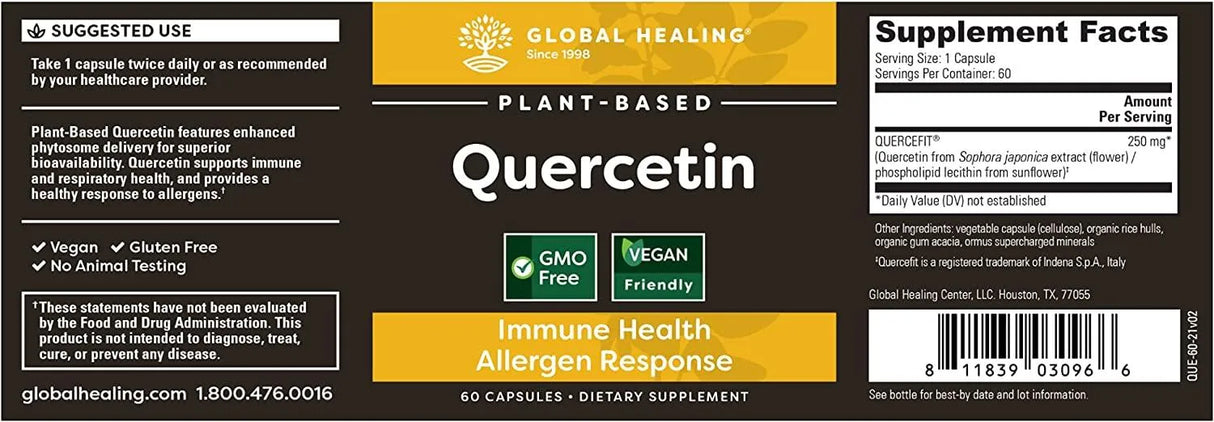 GLOBAL HEALING CENTER - Global Healing Quercetin 250Mg. 60 Capsulas - The Red Vitamin MX - Suplementos Alimenticios - {{ shop.shopifyCountryName }}