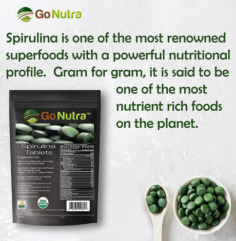 GO NUTRA - Go Nutra Organic Spirulina Tablets 3000Mg. 720 Tabletas - The Red Vitamin MX - Suplementos Alimenticios - {{ shop.shopifyCountryName }}