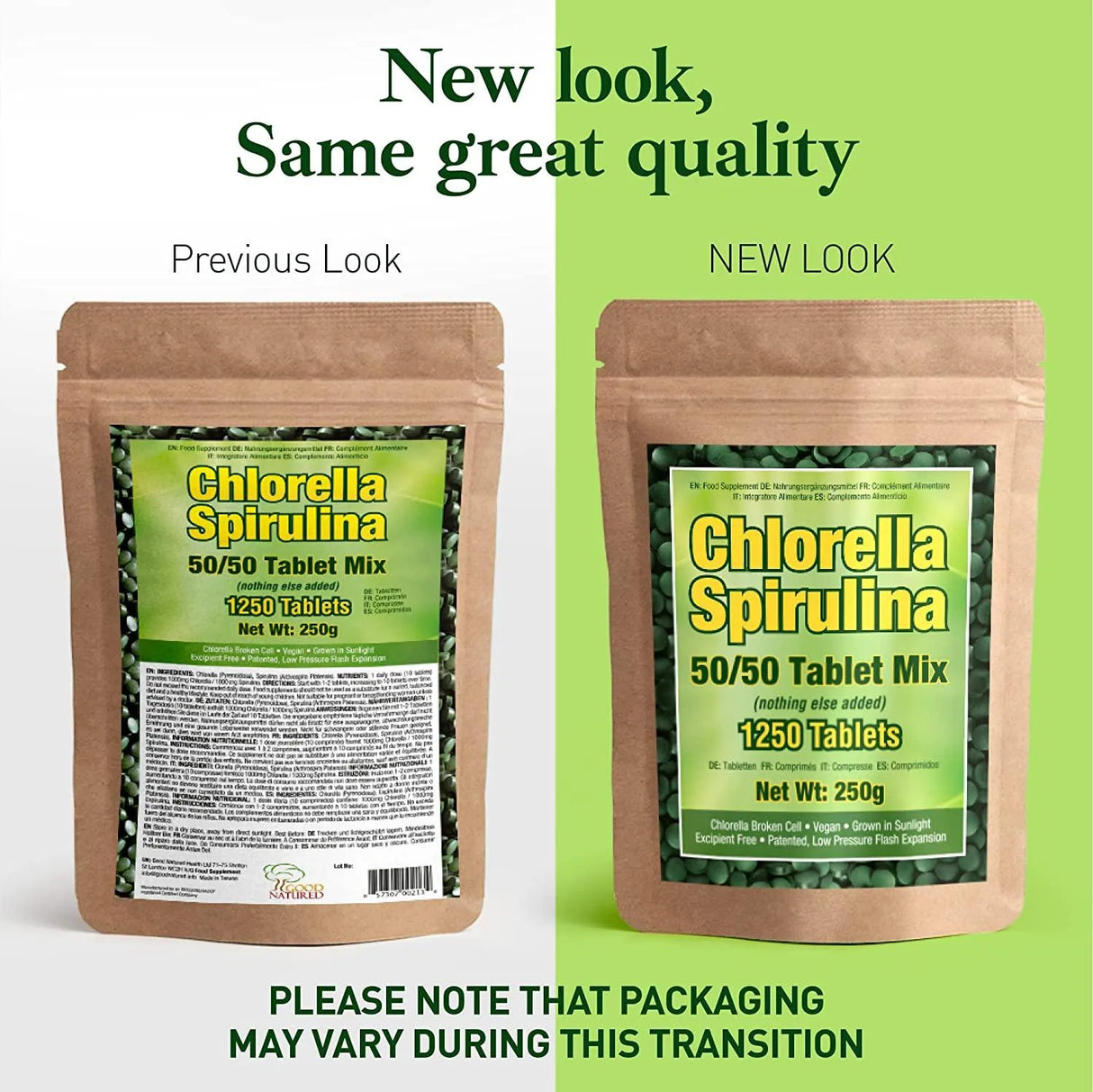 GOOD NATURED - Good Natured Premium Chlorella Spirulina 1250 Tabletas - The Red Vitamin MX - Suplementos Alimenticios - {{ shop.shopifyCountryName }}