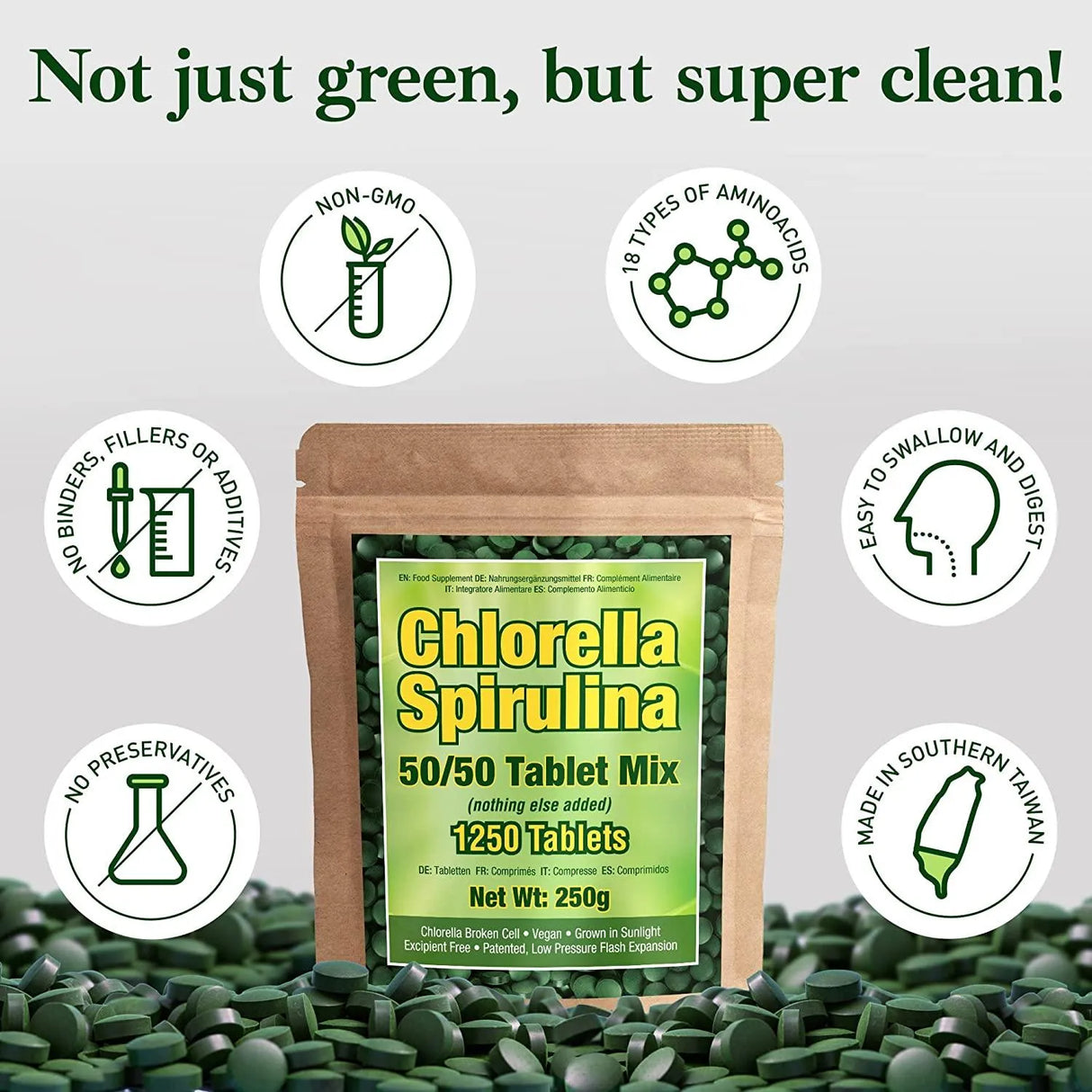 GOOD NATURED - Good Natured Premium Chlorella Spirulina 1250 Tabletas - The Red Vitamin MX - Suplementos Alimenticios - {{ shop.shopifyCountryName }}