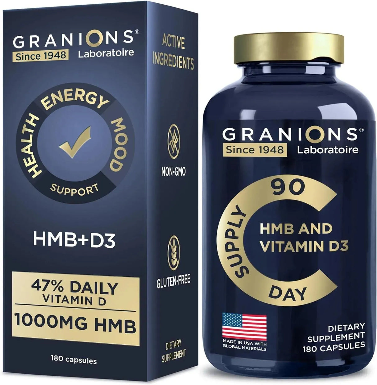 GRANIONS - Granions HMB and Vitamin D3 1000Mg. 180 Capsulas - The Red Vitamin MX - Suplementos Alimenticios - {{ shop.shopifyCountryName }}