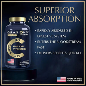 GRANIONS - Granions HMB and Vitamin D3 1000Mg. 180 Capsulas - The Red Vitamin MX - Suplementos Alimenticios - {{ shop.shopifyCountryName }}