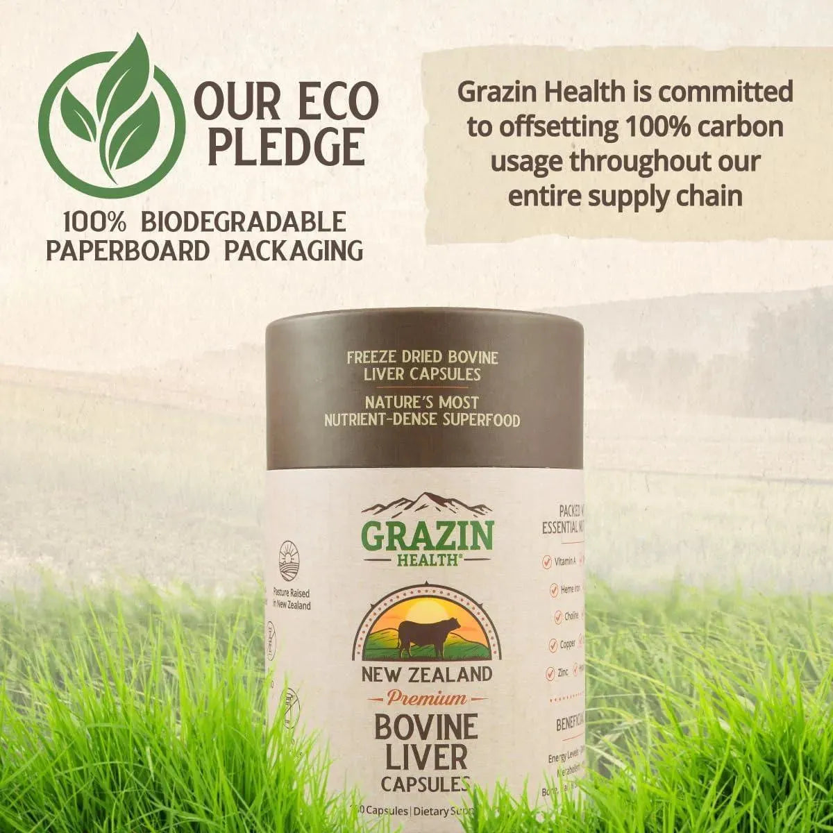 GRAZIN HEALTH - Grazin Health Grass Fed Beef Liver from New Zealand 3000Mg. 180 Capsulas - The Red Vitamin MX - Suplementos Alimenticios - {{ shop.shopifyCountryName }}