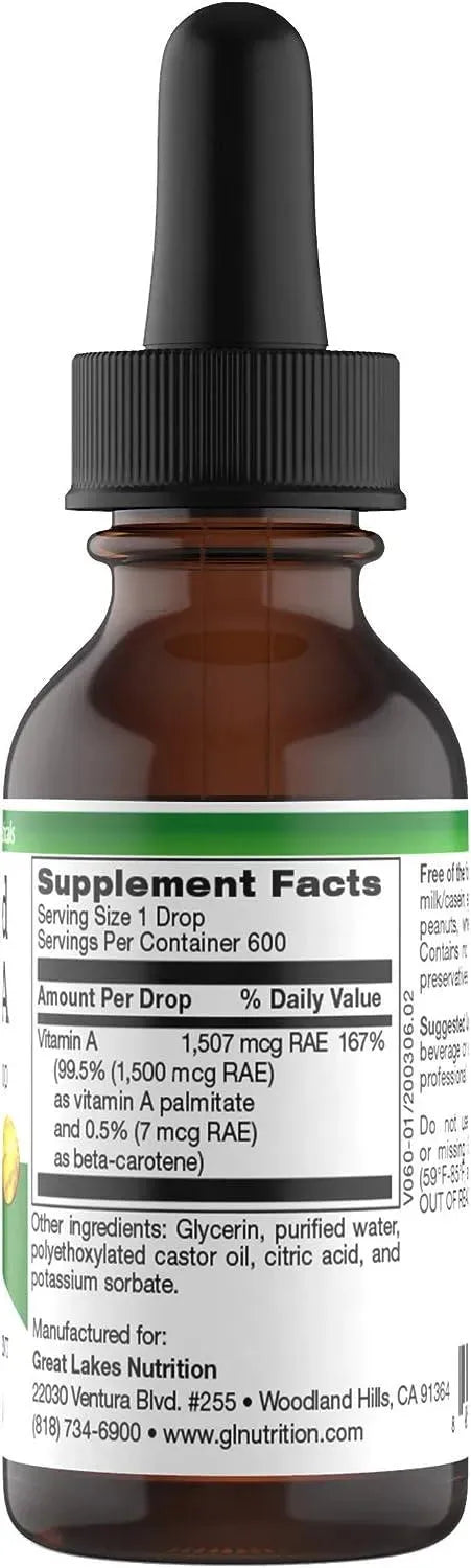 GREAT LAKES - Great Lakes Nutrition Micellized Vitamin A Drops 30Ml. - The Red Vitamin MX - Suplementos Alimenticios - {{ shop.shopifyCountryName }}