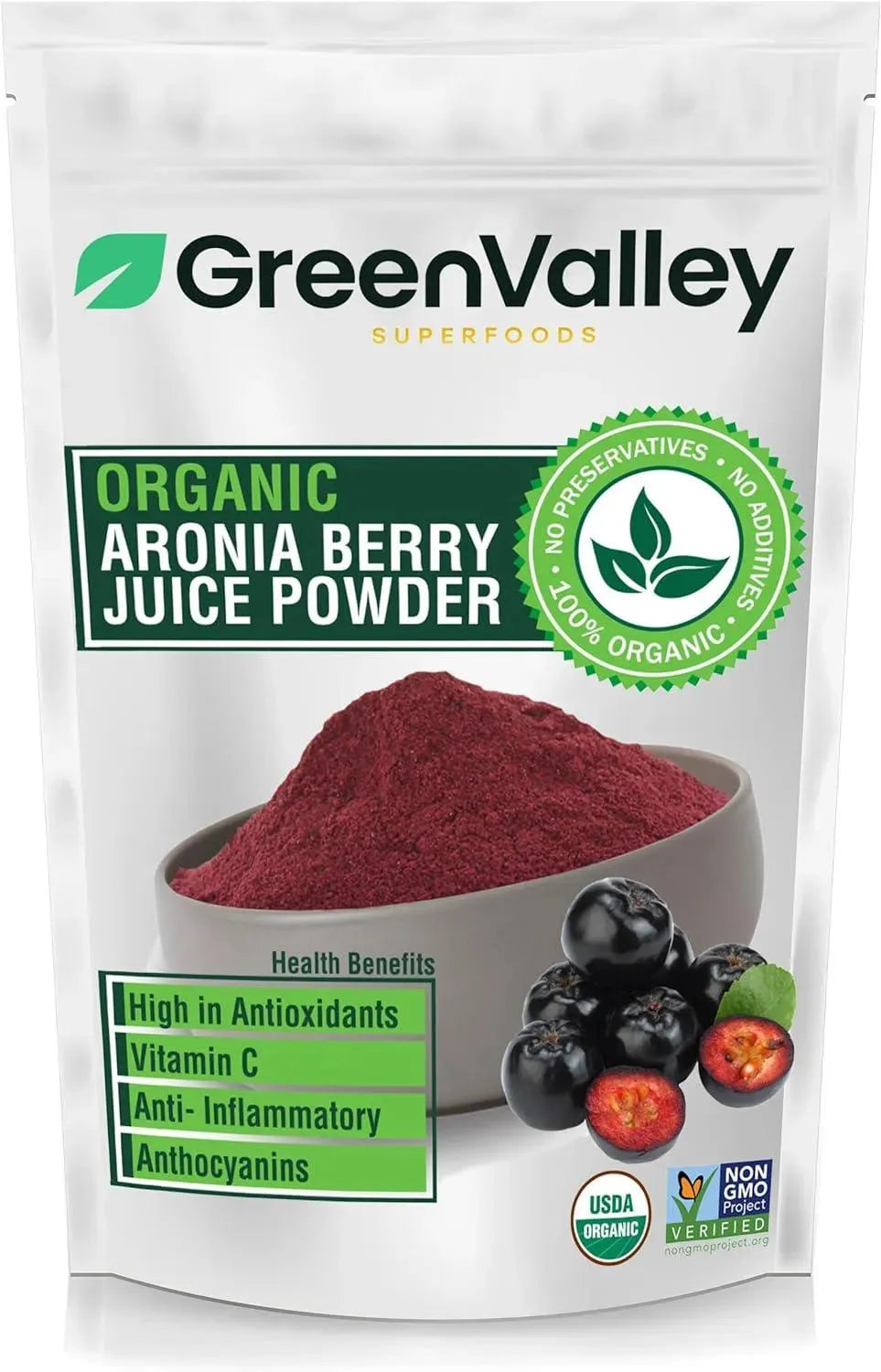 GREEN VALLEY SUPERFOODS - Green Valley Superfoods Organic Aronia Berry Juice Chokeberry Powder 12 Oz. - The Red Vitamin MX - Suplementos Alimenticios - {{ shop.shopifyCountryName }}