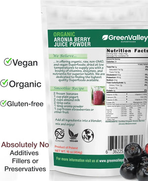 GREEN VALLEY SUPERFOODS - Green Valley Superfoods Organic Aronia Berry Juice Chokeberry Powder 12 Oz. - The Red Vitamin MX - Suplementos Alimenticios - {{ shop.shopifyCountryName }}