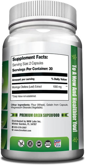 GREENATR - GreeNatr Pure Moringa Oleifera Leaf Extract Veggie 1000Mg. 60 Capsulas 3 Pack - The Red Vitamin MX - Suplementos Alimenticios - {{ shop.shopifyCountryName }}