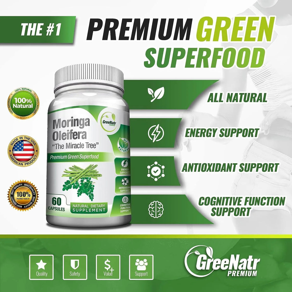 GREENATR - GreeNatr Pure Moringa Oleifera Leaf Extract Veggie 1000Mg. 60 Capsulas 3 Pack - The Red Vitamin MX - Suplementos Alimenticios - {{ shop.shopifyCountryName }}