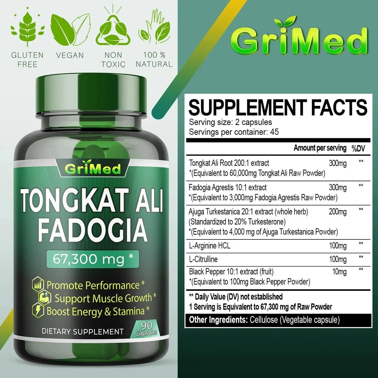 GRIMED - GriMed Concentrated Extract Tongkat Ali + Fadogia Agrestis 67300Mg. 90 Capsulas - The Red Vitamin MX - Suplementos Alimenticios - {{ shop.shopifyCountryName }}