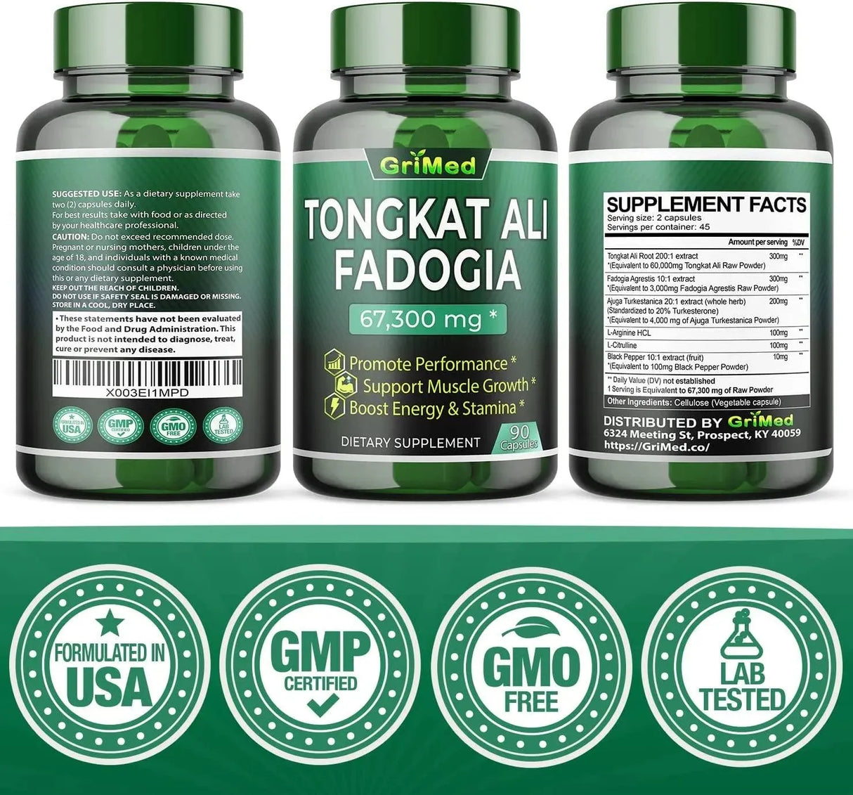 GRIMED - GriMed Concentrated Extract Tongkat Ali + Fadogia Agrestis 67300Mg. 90 Capsulas - The Red Vitamin MX - Suplementos Alimenticios - {{ shop.shopifyCountryName }}