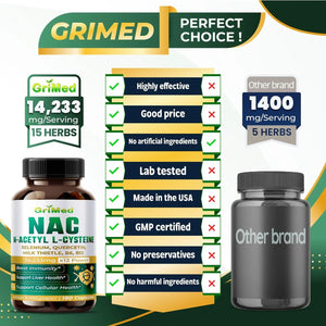 GRIMED - GriMed NAC N-Acetyl Cysteine 180 Capsulas - The Red Vitamin MX - Suplementos Alimenticios - {{ shop.shopifyCountryName }}