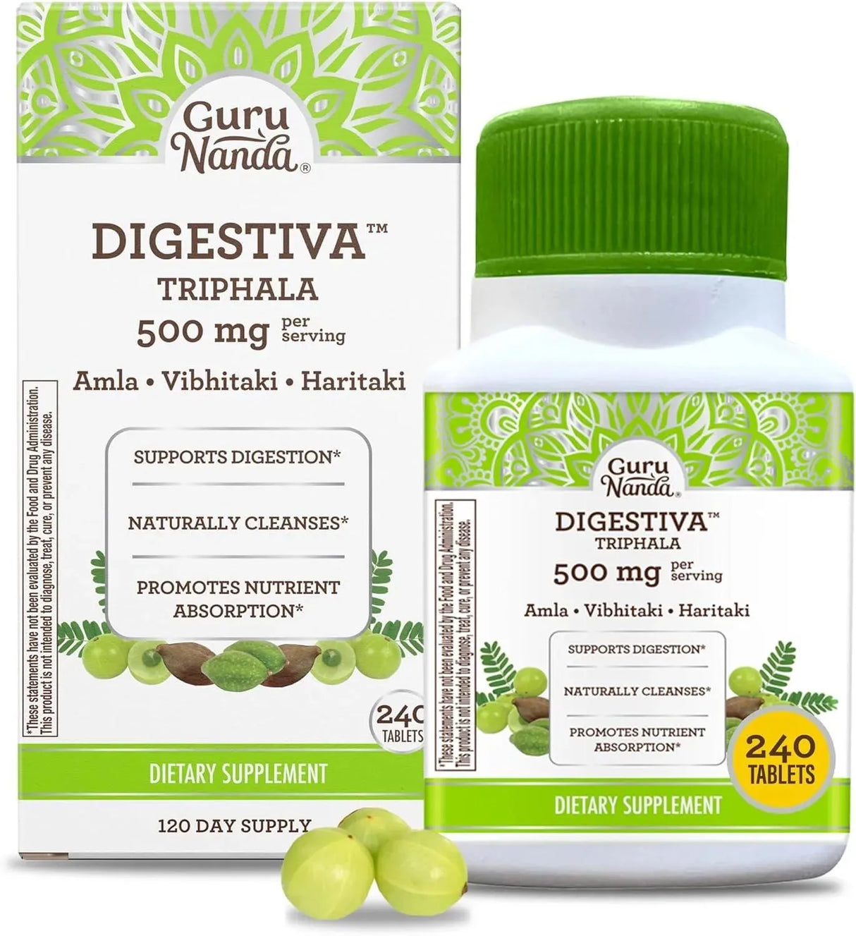 GuruNanda Digestiva Triphala Supports Digestion 240 Tabletas – The Red ...