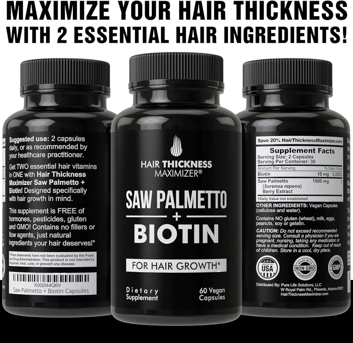 HAIR THICKNESS MAXIMIZER - Hair Thickness Maximizer Saw Palmetto + Biotin Advanced 2-in-1 Combo for Hair Growth 60 Capsulas - The Red Vitamin MX - Suplementos Alimenticios - {{ shop.shopifyCountryName }}