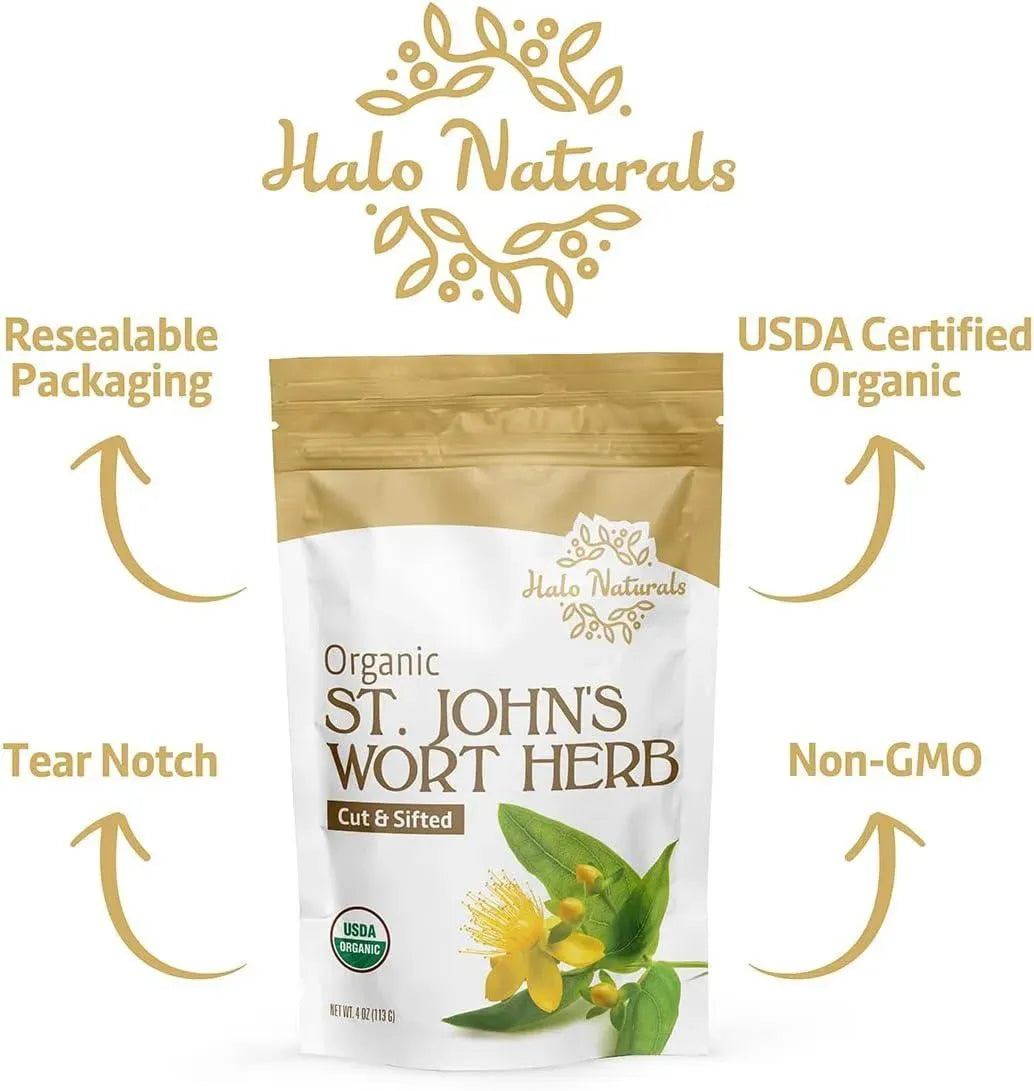 HALO NATURALS - Halo Naturals Organic St. John's Wort Herb Cut & Sifted 113Gr. - The Red Vitamin MX - Suplementos Alimenticios - {{ shop.shopifyCountryName }}
