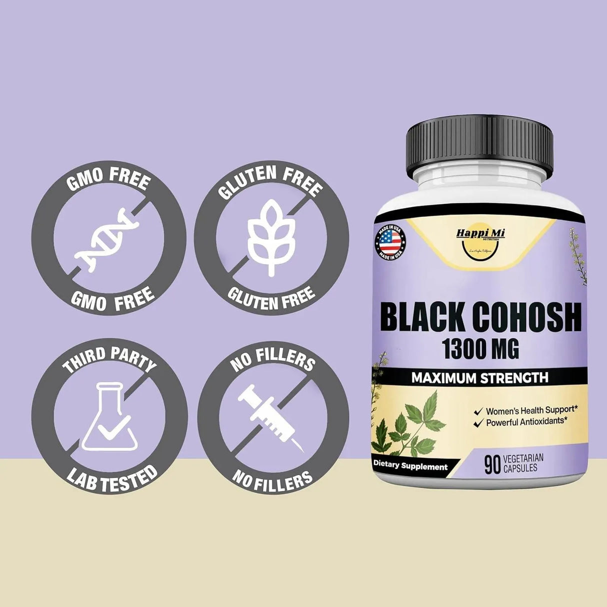 HAPPI MI NUTRITION - Happi Mi Nutrition Black Cohosh Made with Organic Black Cohosh Root 1300Mg. 90 Capsulas - The Red Vitamin MX - Suplementos Alimenticios - {{ shop.shopifyCountryName }}