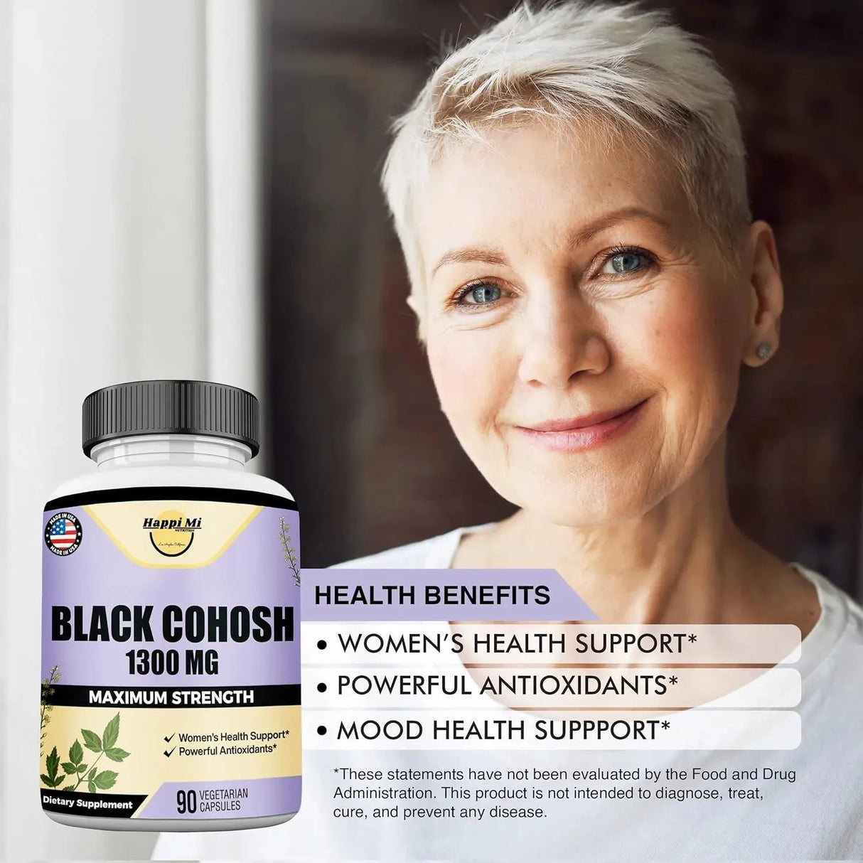 HAPPI MI NUTRITION - Happi Mi Nutrition Black Cohosh Made with Organic Black Cohosh Root 1300Mg. 90 Capsulas - The Red Vitamin MX - Suplementos Alimenticios - {{ shop.shopifyCountryName }}